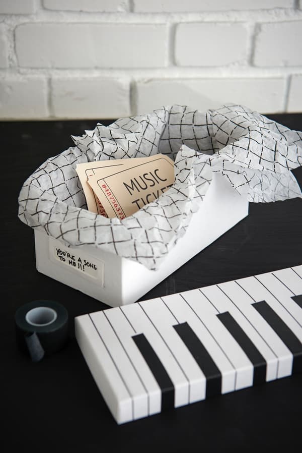 Reused box for gifting concert tickets
