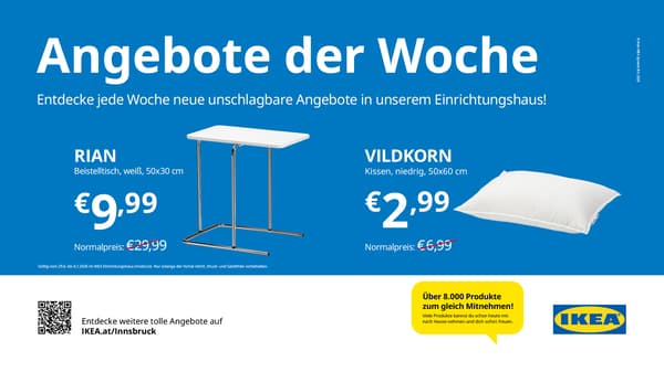 RIAN Beistelltisch 9,99 € statt 29,99€ und VlLDKORN Kissen 2,99 € statt 6,99,-€