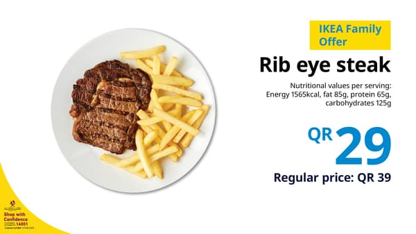 Rib eye steak IKEA Family offer