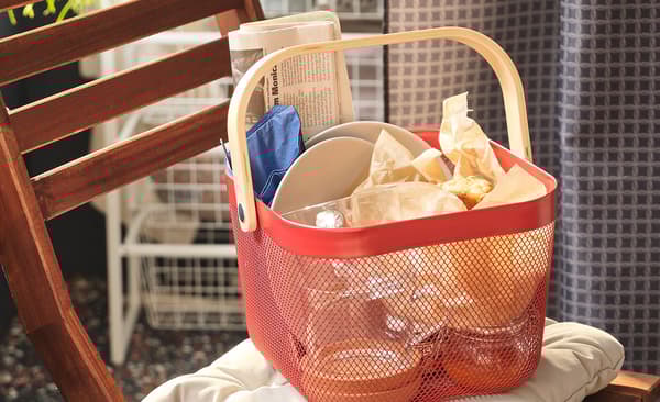 RISATORP piros hálós kosár tökéletes tároláshoz és szállításhoz is.