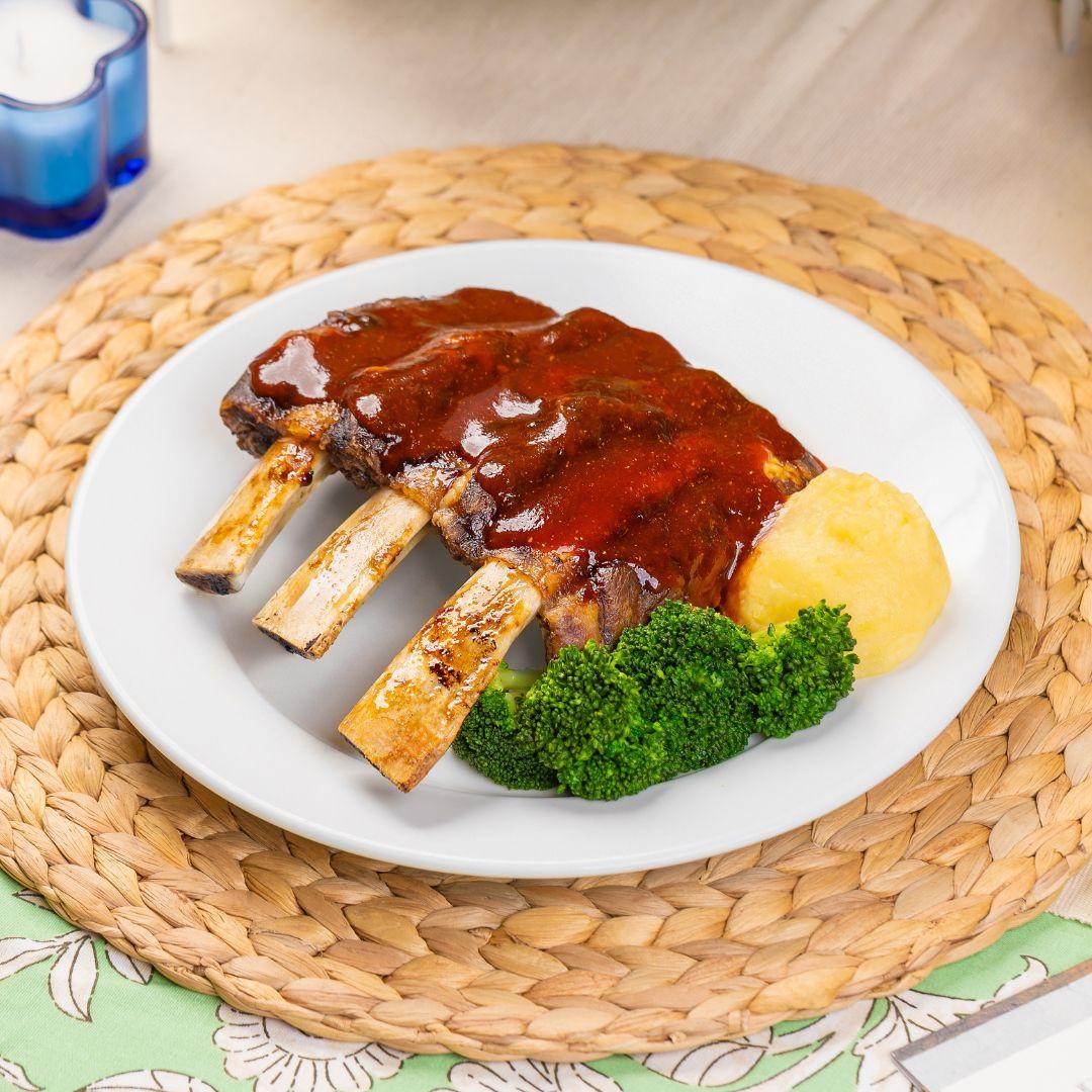 Roast beef ribs with tangy BBQ sauce