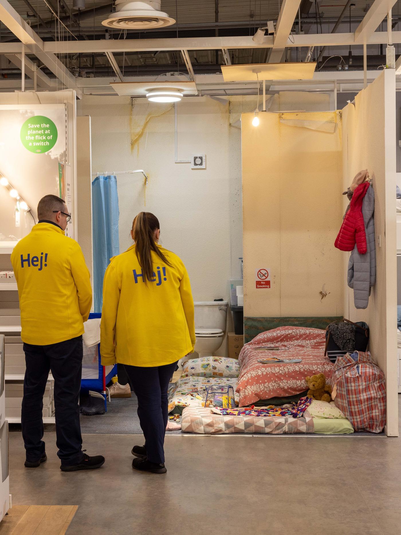 Roomset showing poor living conditions of thousands of families in IKEA Birmingham 