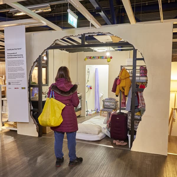 Roomset showing poor living conditions of thousands of families in IKEA Warrington