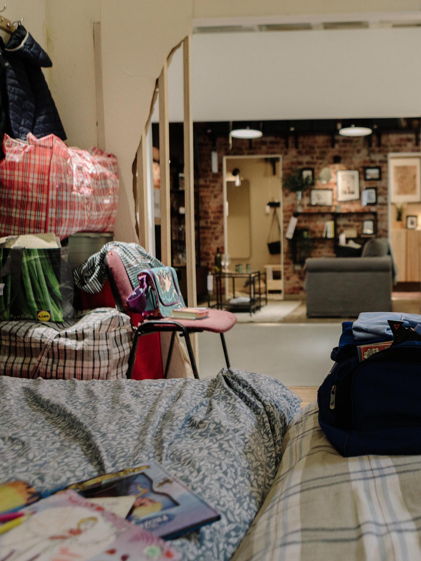 Roomset showing poor living conditions of thousands of families in IKEA Hammersmith.