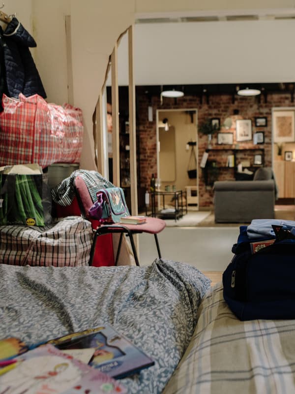 Roomset showing poor living conditions of thousands of families in IKEA Hammersmith.
