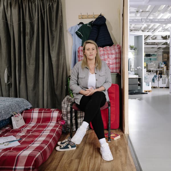 Roomset showing poor living conditions of thousands of families in IKEA Hammersmith.