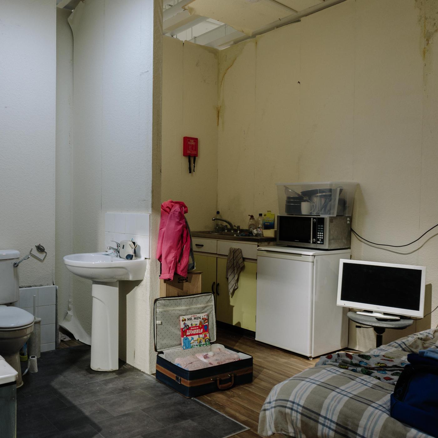 Roomset showing poor living conditions of thousands of families in IKEA Hammersmith.