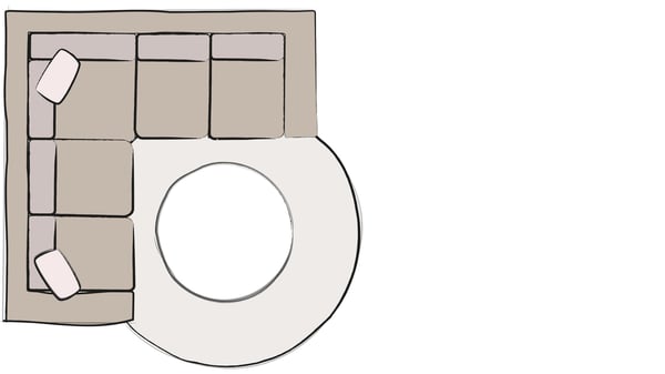 Round rug for corner sofa icon
