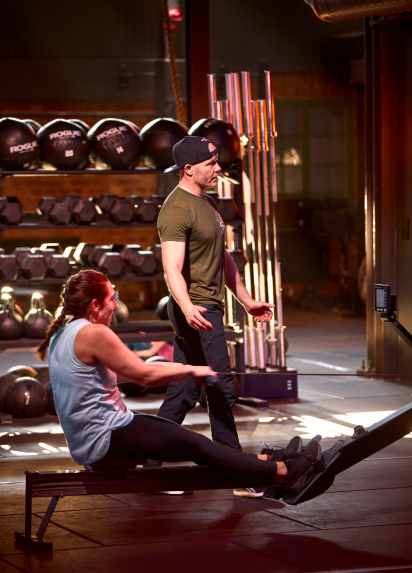 Rowing machine in gym