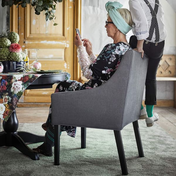 SAKARIAS armchair in color gray.
