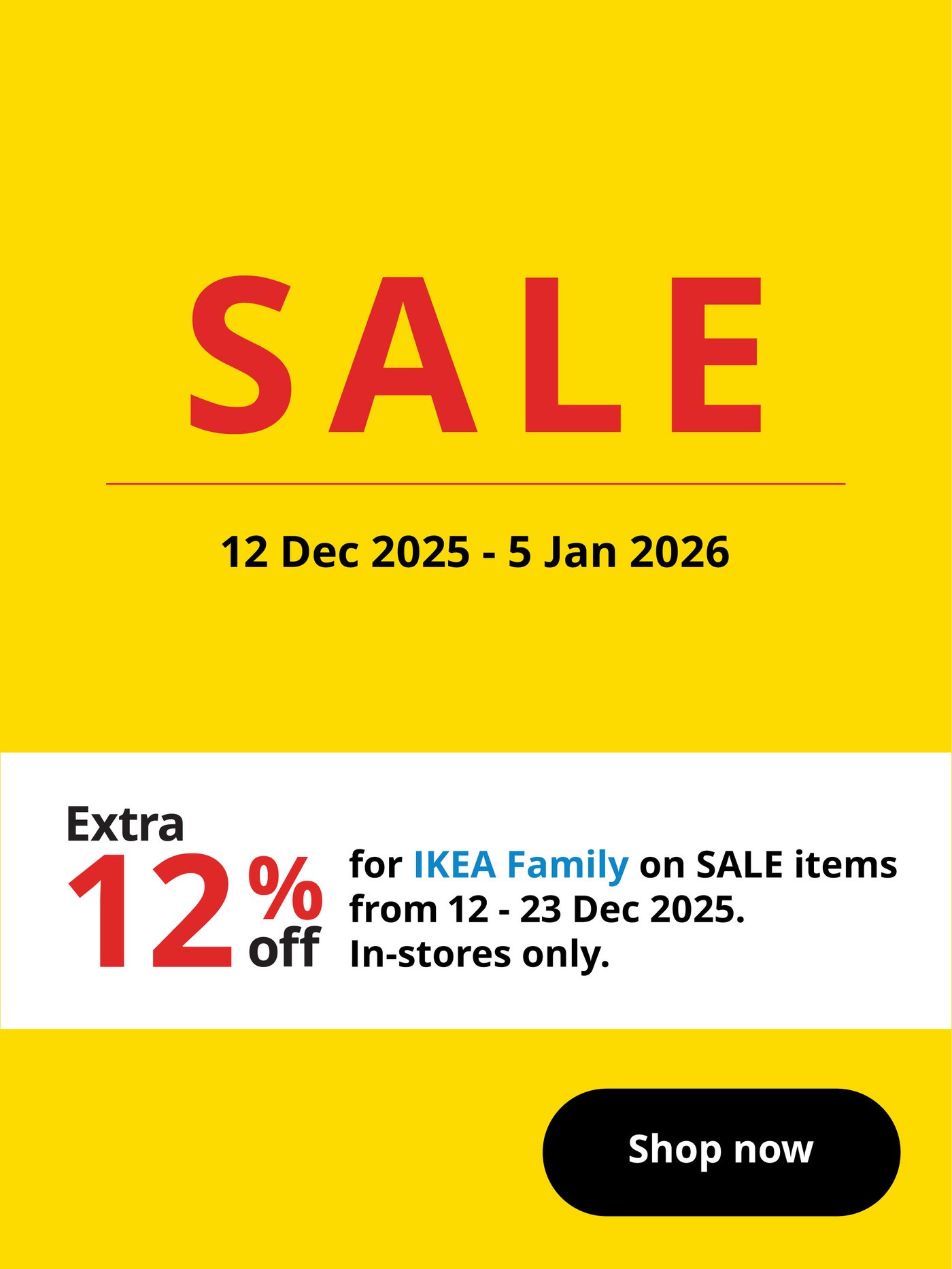 SALE is on from 12 Dec 2025 - 5 Jan 2026