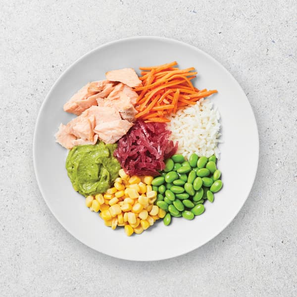 Salmon fillet poke bowl