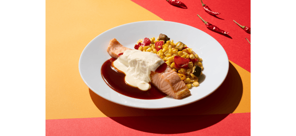Salmon fillet with yannyom cheese sauce