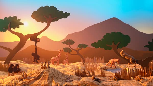 SANDLÖPARE items are scattered throughout a playroom safari.