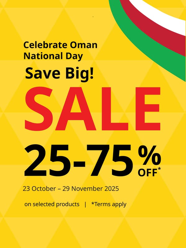 Save big! SALE 25-75% off 23 October - 29 November on selected products
