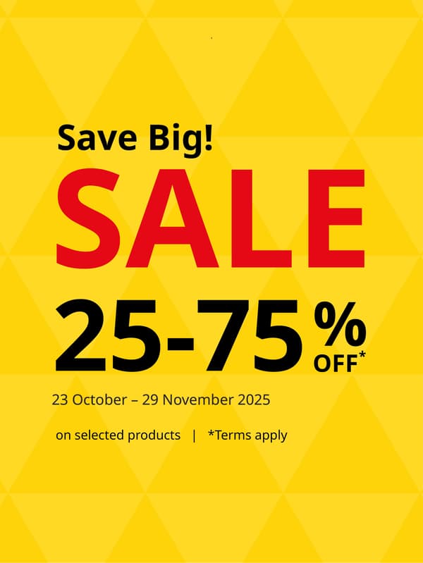 Save big! SALE 25-75% off 23 October - 29 November on selected products