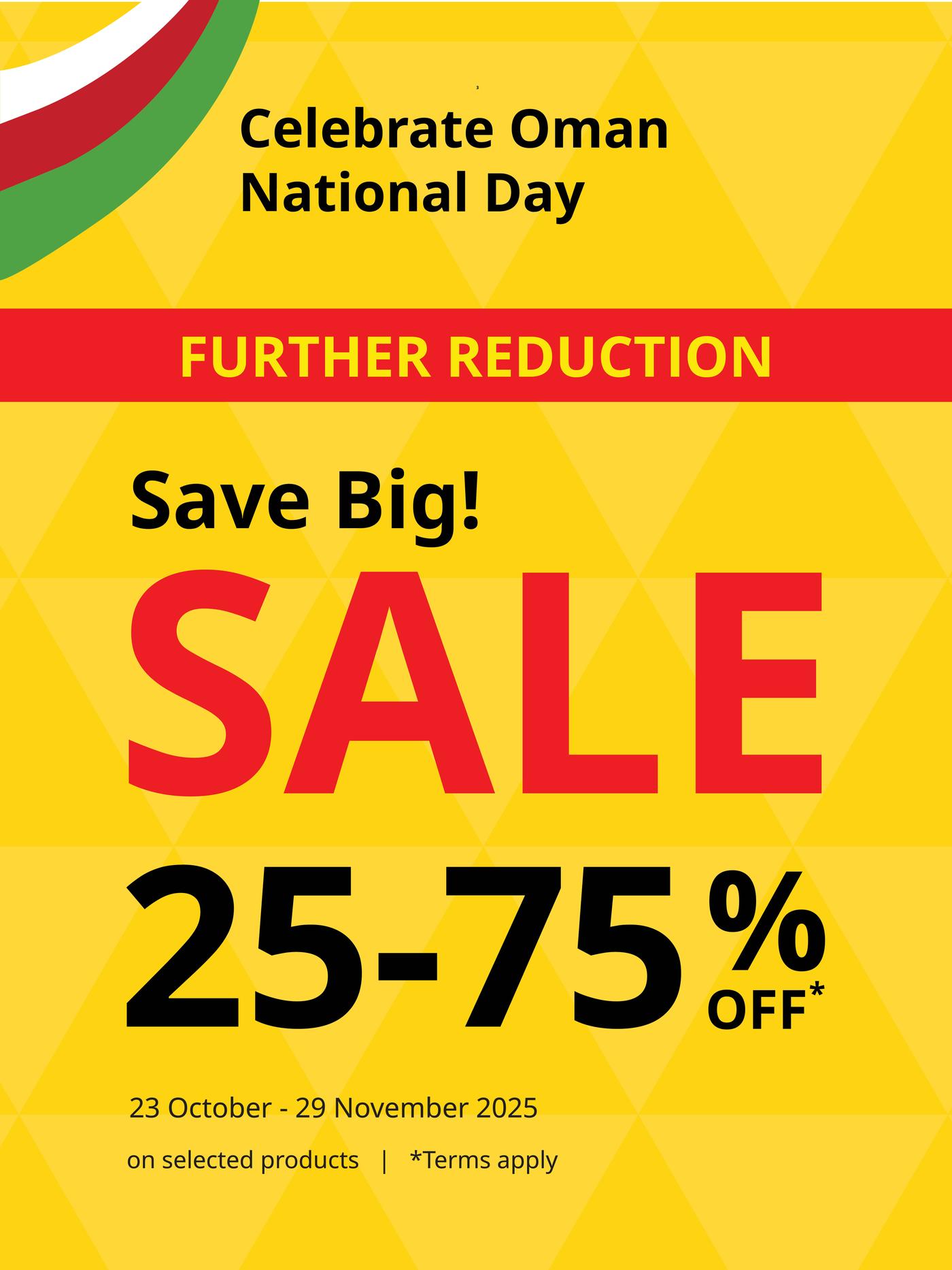 Save big! SALE 25-75% off 23 October - 29 November on selected products