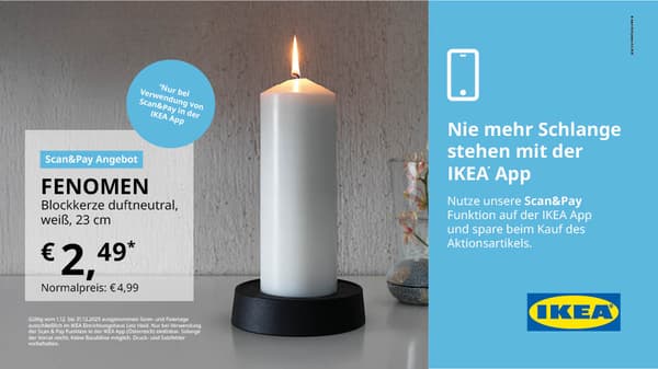 Scan & Pay Angebot, FENOMEN Blockkerze 23cm, €2,49 statt €4,99