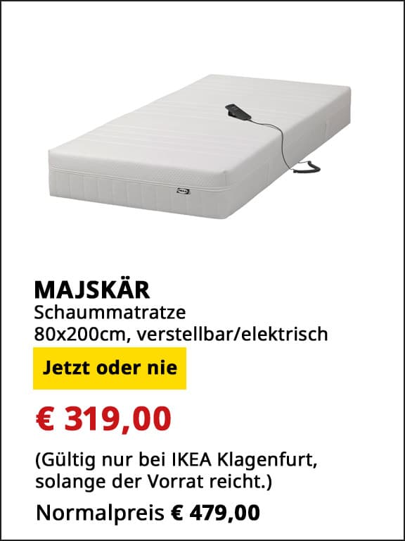 Schaummatratze Majskär, 80x200cm, elektrisch verstellbar, statt € 479 um € 319.