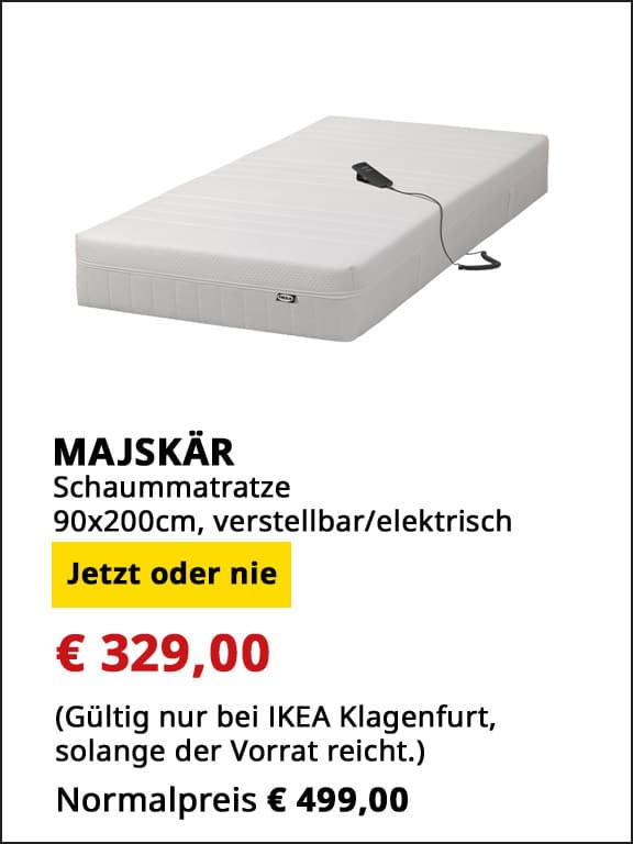 Schaummatratze Majskär, 90x200cm, elektrisch verstellbar, statt € 499 um € 329.