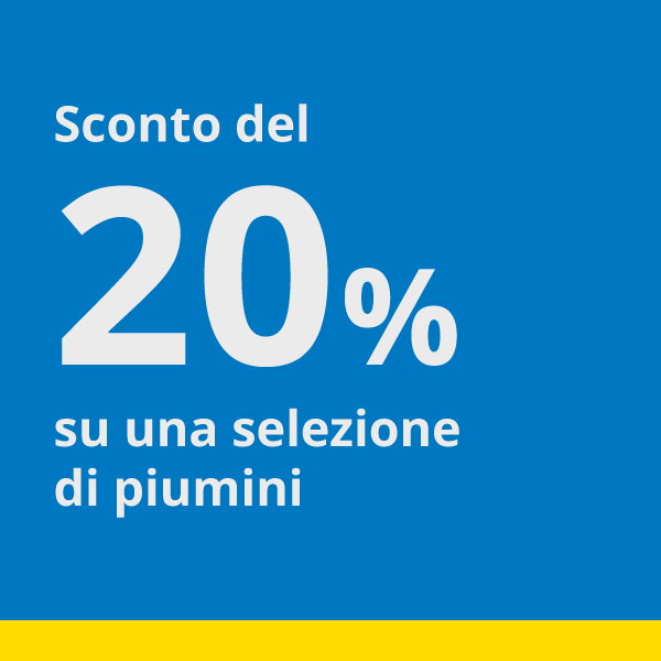 Sconto del 20% su una selezione di piumini