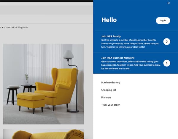 Screenshot of my profile login modal