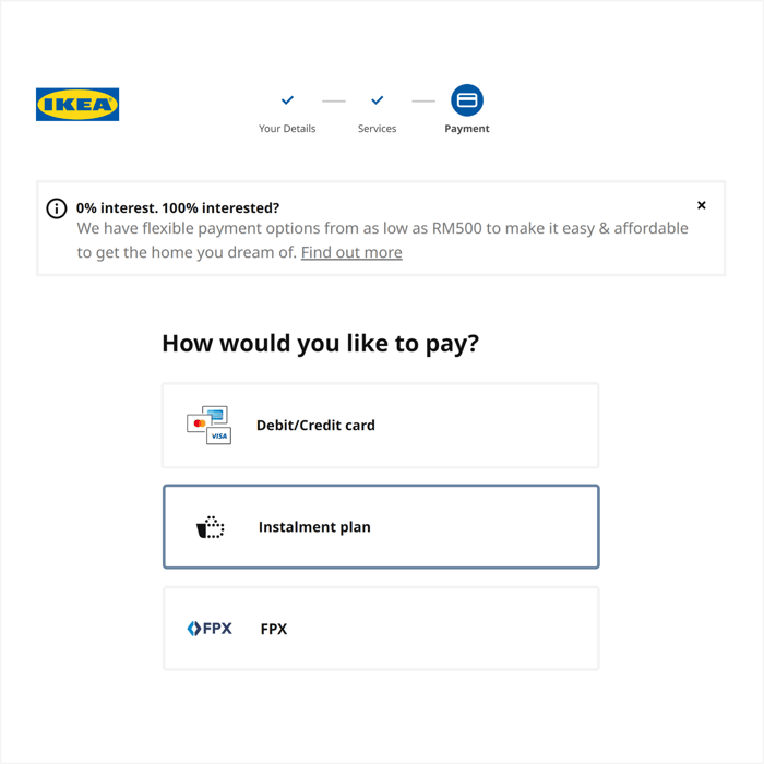 Finance options 0 Instalment Payment Plan IKEA Malaysia