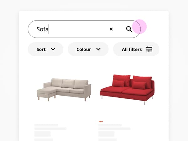 Searching for sofa on IKEA website