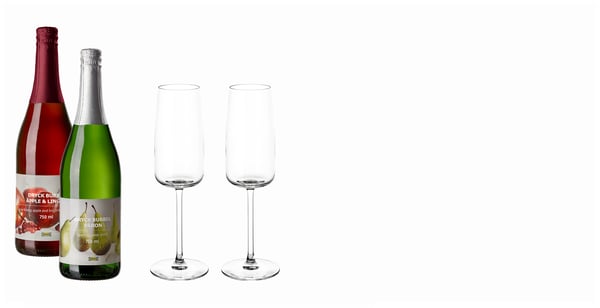 Sekt nealkoholický + 2 skleničky