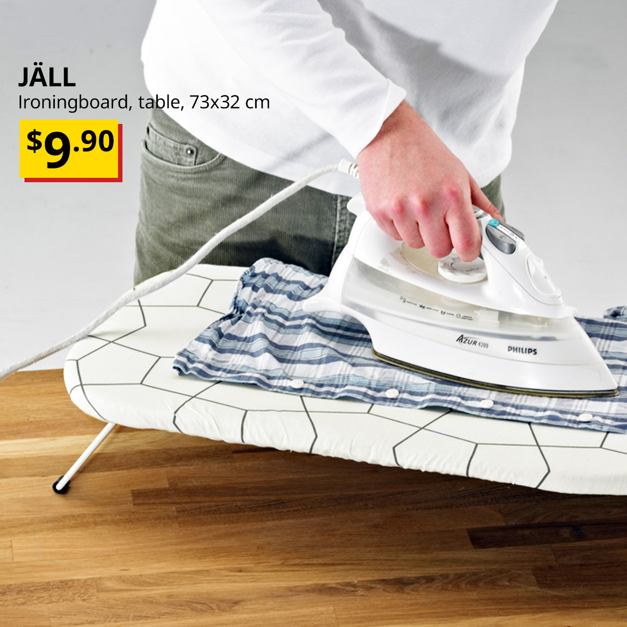 Service yard/laundry room featuring JÄLL Ironingboard, table, 73x32 cm. Price: $9.90