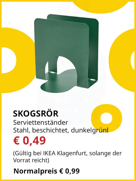 Serviettenständer Skogsrör, Stahl, beschichtet, grün, statt € 0,99 um € 0,49.