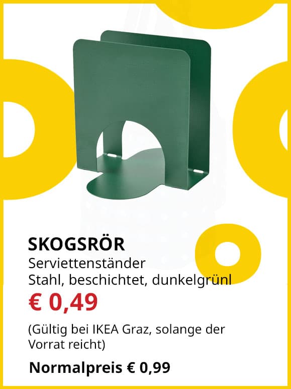 Serviettenständer Skogsrör, Stahl, beschichtet, grün, statt € 0,99 um € 0,49.