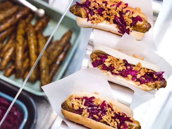 Several hot dogs