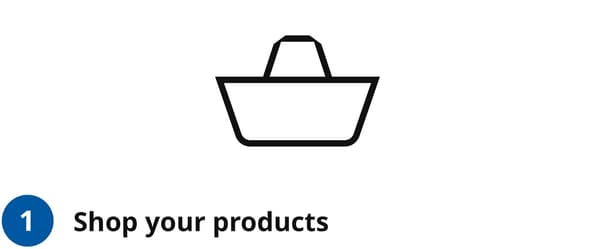 shopping bag icon with the title Shop you products
