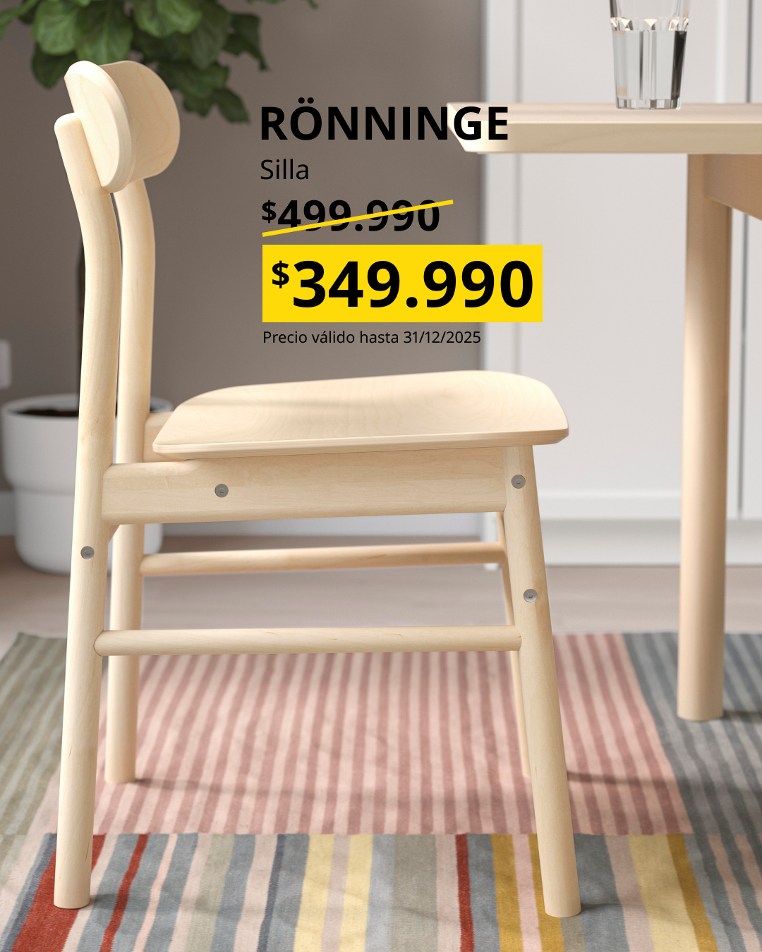 Silla abedúl RÖNNINGE sobre alfombra a precio especial