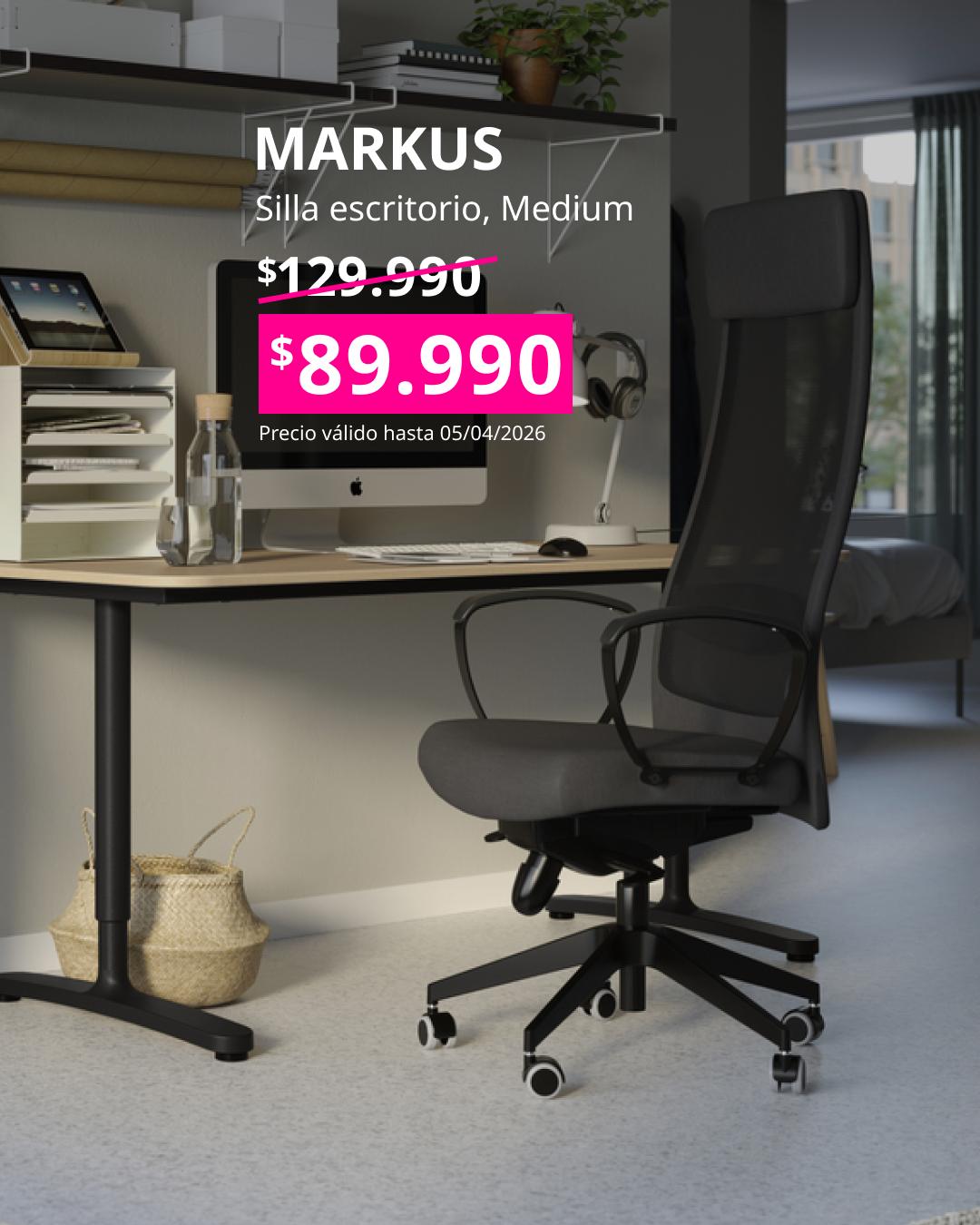 Silla de oficina MARKUS en color gris oscuro, tapizado Vissle Medium.