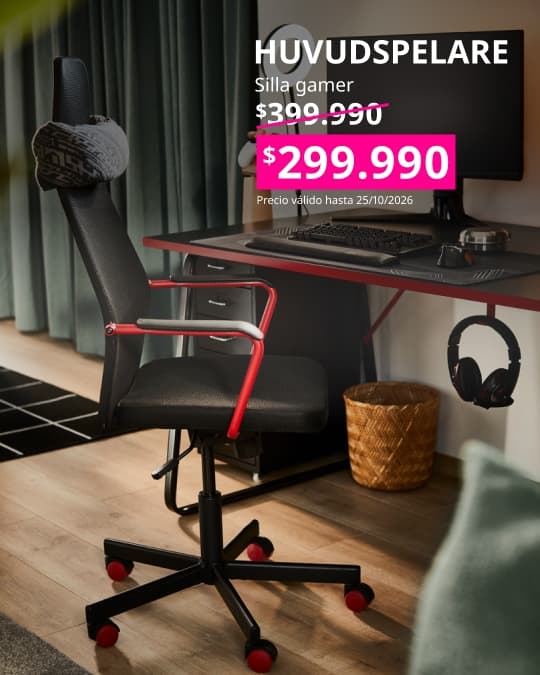 Silla gamer HUVUDSPELARE negra con diseño pensado para sesiones de juego y uso prolongado frente al escritorio.