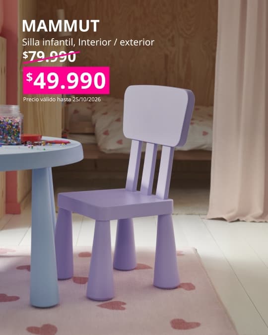 Silla infantil MAMMUT color lila, apta para uso en interiores y exteriores gracias a su diseño resistente.