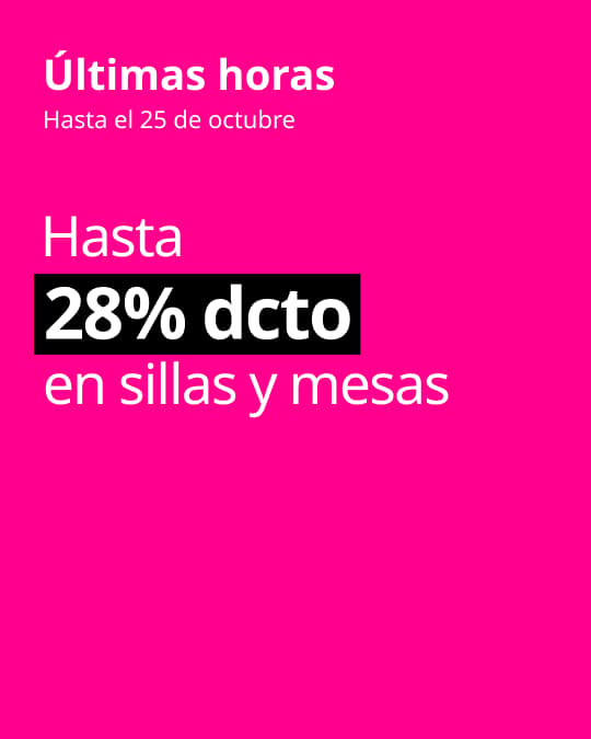 Sillas y mesas con hasta 28% dcto en Hot Sale.