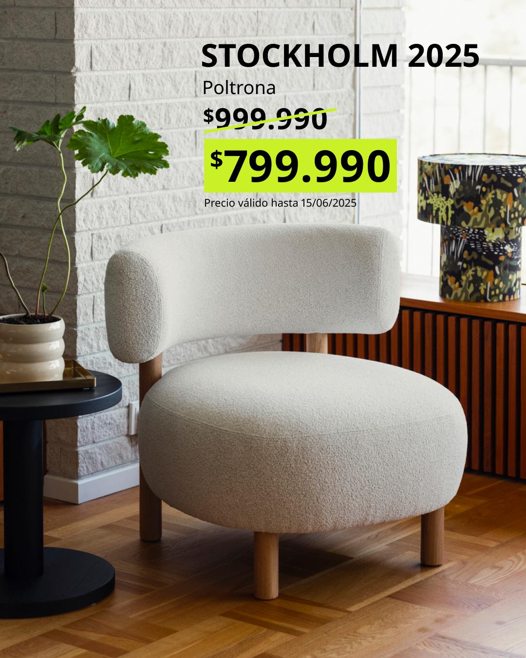 Sillón STOCKHOLM 2025 gris y blanco, butaca diseño moderno living oferta Black Friday