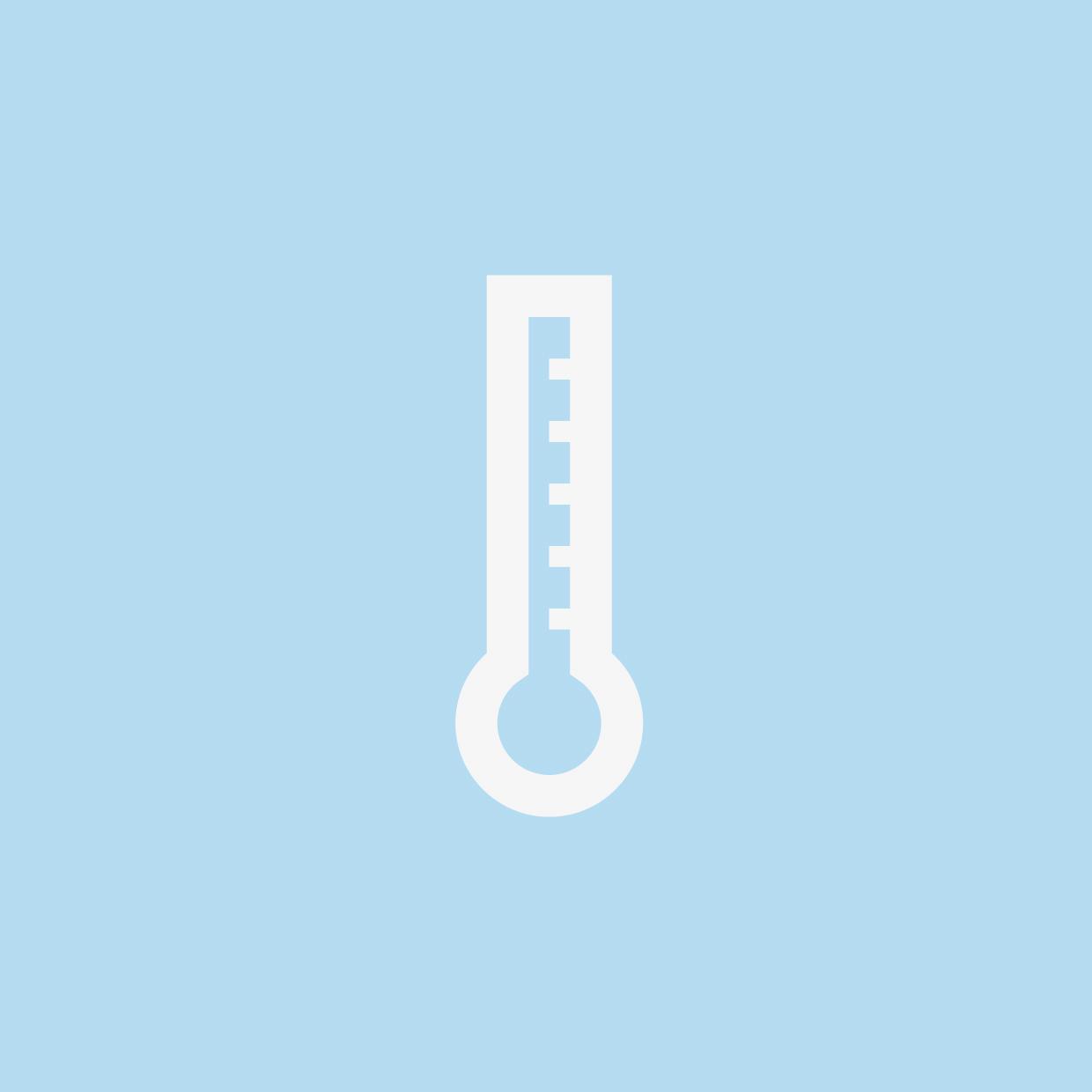 Símbol d’un termòmetre de temperatura en blanc sobre fons blau.