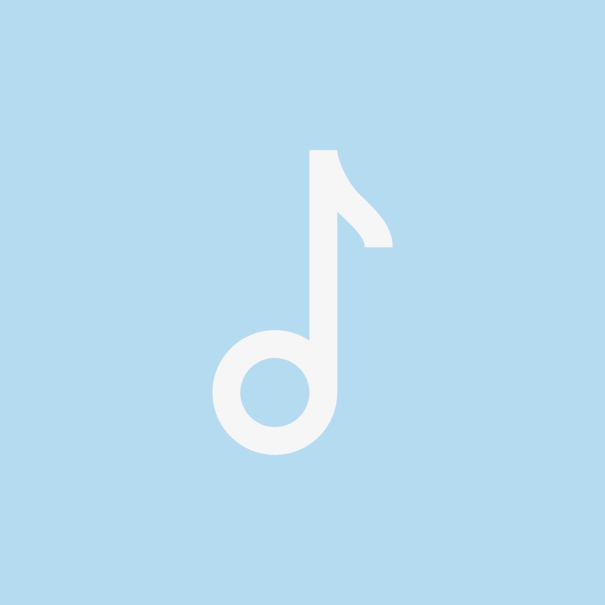 Símbol d’una nota musical en blanc sobre fons blau.