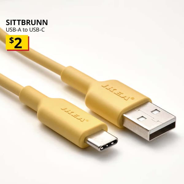 SITTBRUNN, USB-A to USB-C, light yellow, 1 m. $2