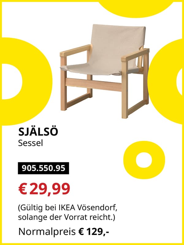 SJÄLSÖ Sessel statt € 129,- zum IKEA Frühlingsangebots-Preis von € 29,99