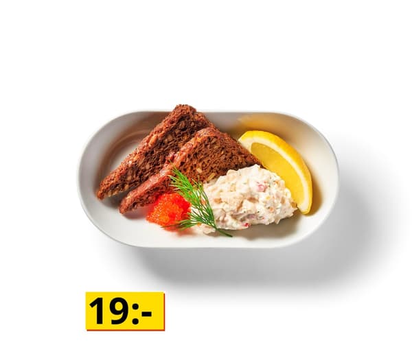 Skagenröra med rågbröd.