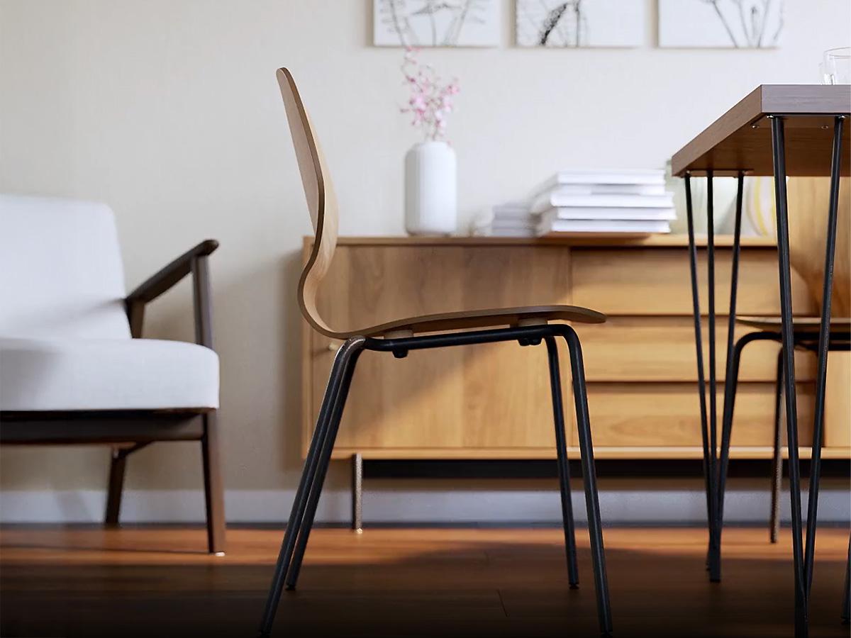 SKÅLSTA chairs 80 cm walnut effect straight black-grey/walnut veneer tubular metal/black-grey