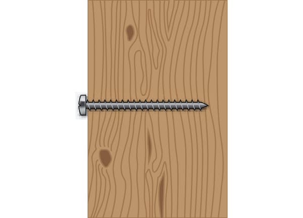 Sketch of a screw in a wooden wall.