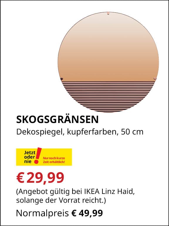 SKOGSGRÄNSEN, Dekospiegel, 50cm. €29,99 statt €49,99
