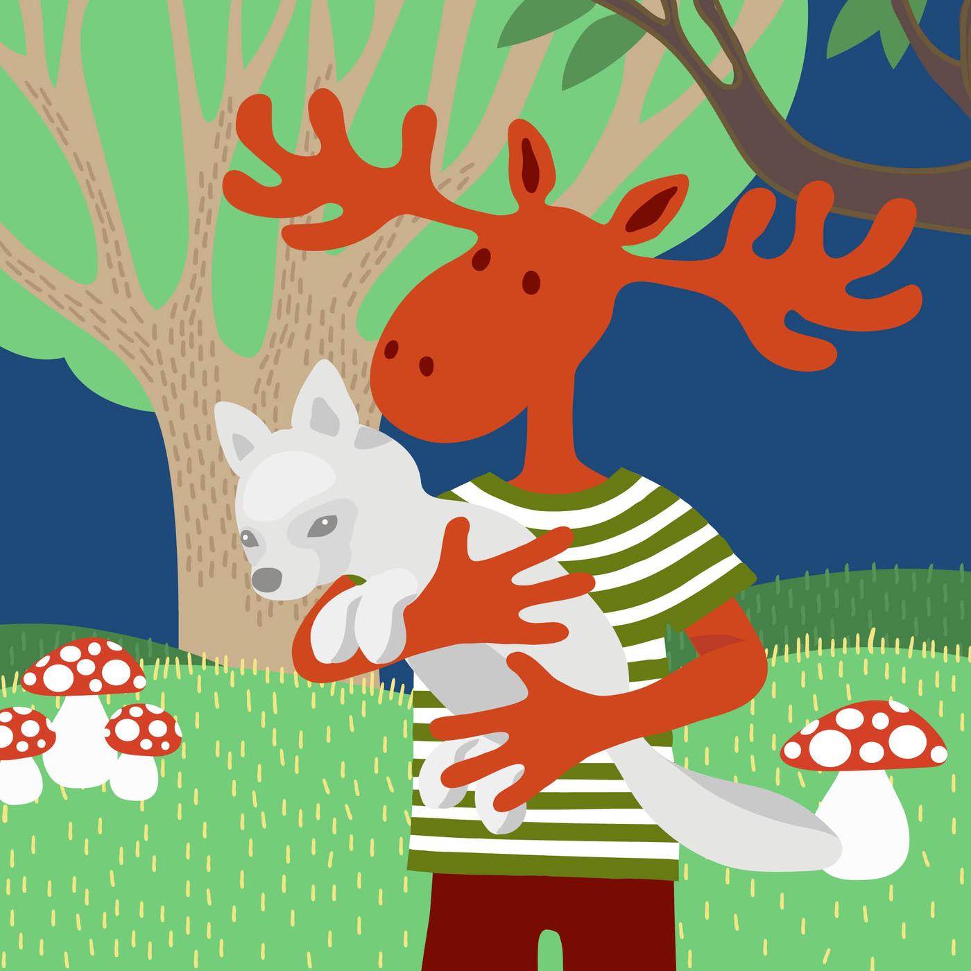 Škudlík v lese s polární liškou.