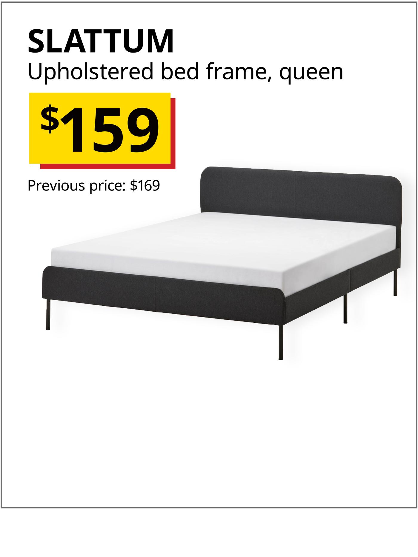SLATTUM queen sized upholstered bed frame 150x200 cm